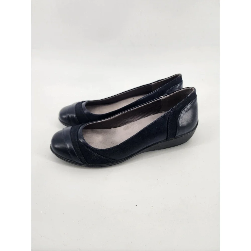 LifeStride Alchemy Womens Navy Wedge‎ Heels Memory Foam Shoes